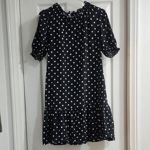 Chic Polka Dot Kids Dress - Black and White